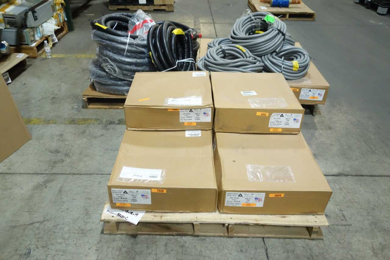 3 PALLETS OF LIQUID-TIGHT FLEXIBLE METAL CONDUIT - CONDUIT FITTING