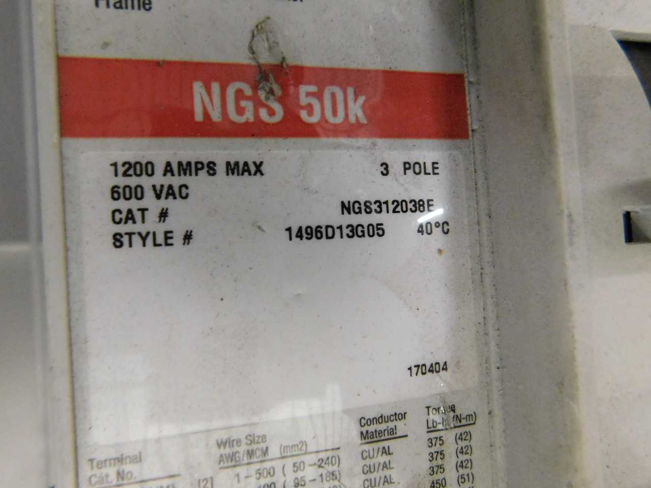 Lot of 1 NGS Breaker - CIRCUIT BREAKERS