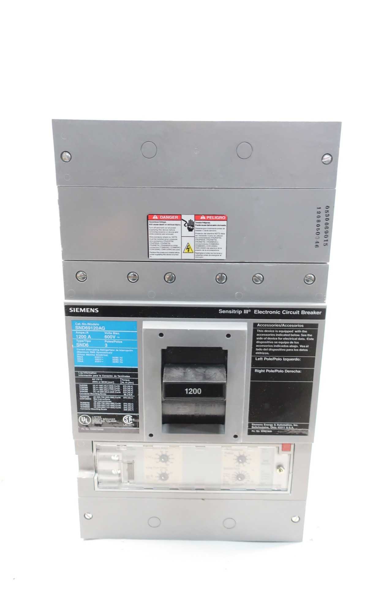 SIEMENS SND69120AG MOLDED CASE CIRCUIT BREAKER 3P 1200A 600VAC - CIRCUIT BREAKERS