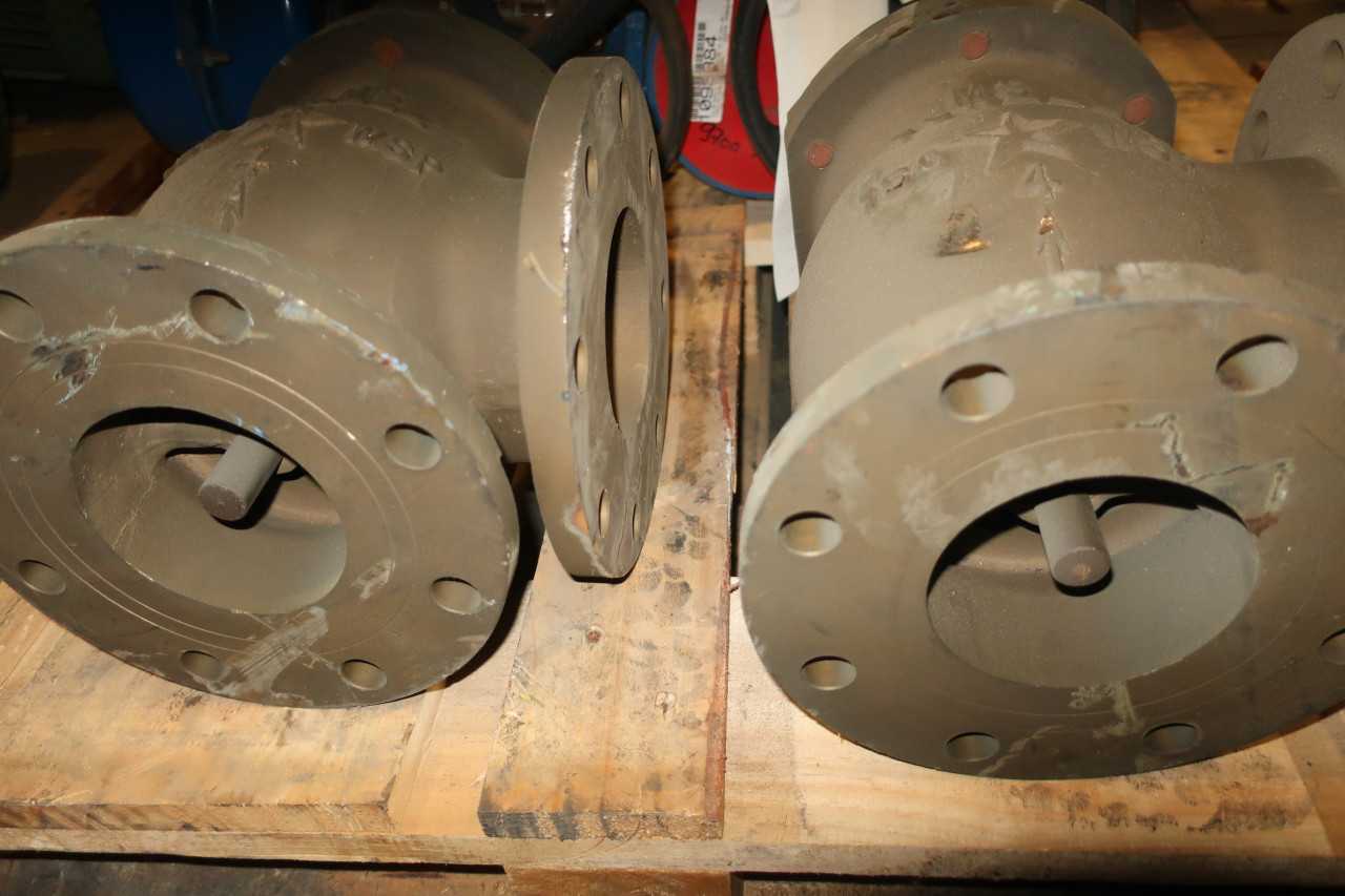 LOT OF 2 MS POWELL ANGLED GLOBE VALVES 4IN FLANGED - GLOBE VALVE
