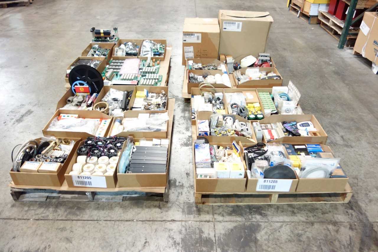 4 PALLETS OF ASSORTED MISCELLANEOUS INDUSTRIAL SURPLUS - ELECTRICAL COMPONENTS