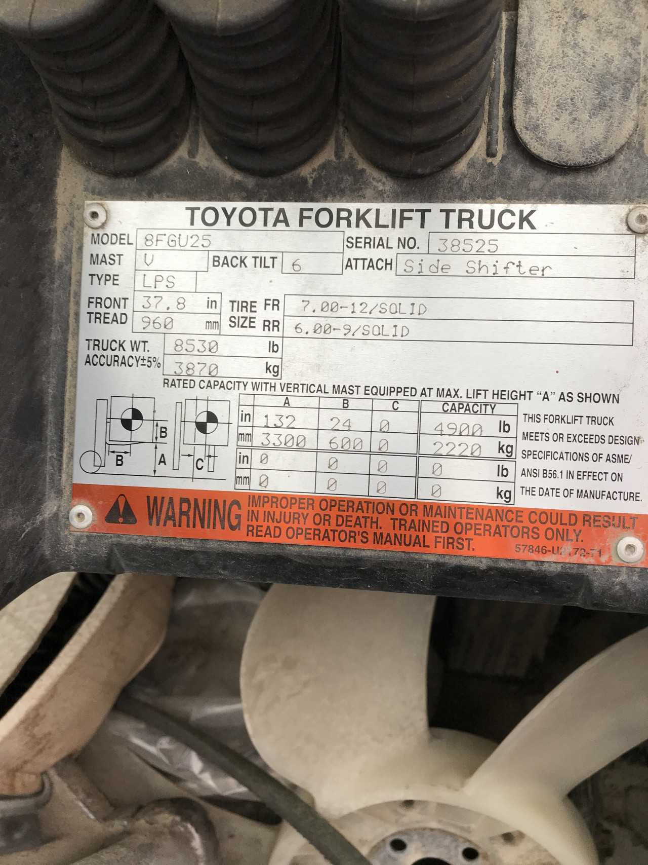 2011 Toyota 8FGU25 LPG Forklift - FORKLIFTS