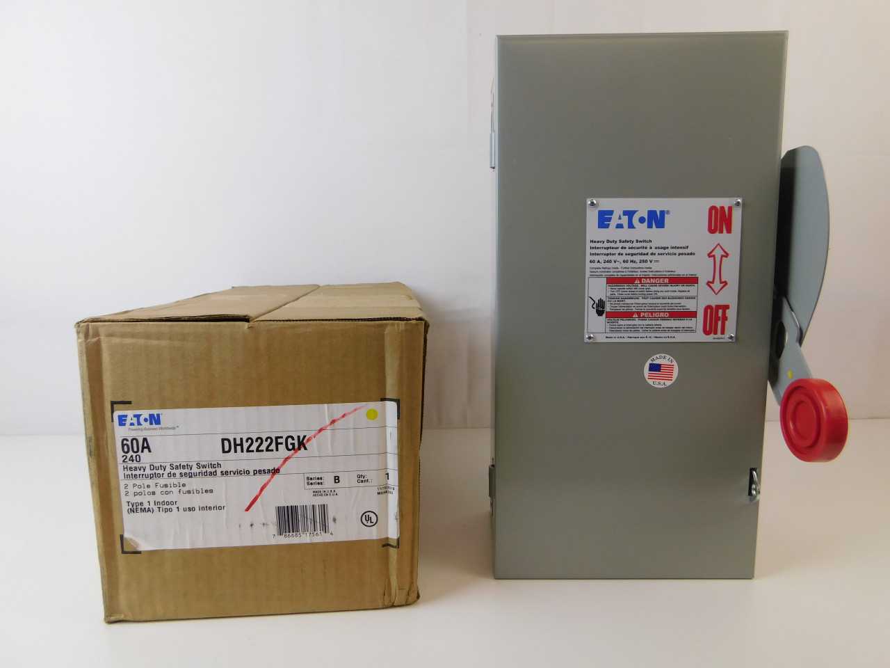 Quantity 3 of Eaton DH222FGK Safety Switch 2P 60A 240VAC - ELECTRICAL COMPONENTS Quantity 3 of Eaton DH222FGK Safety Switch 2P 60A 240VAC - ELECTRICAL COMPONENTS