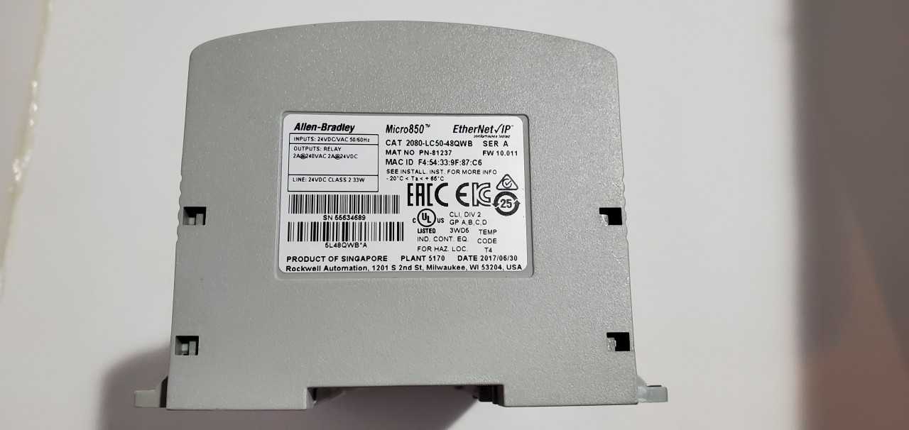 Allen Bradley Micro 850  2080-LC50-48QWB PLC - AUTOMATION & CONTROLS
