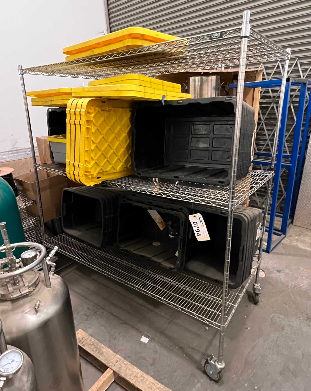 ROLLING SHELF WITH ASSORTED TOTES - TOOL STORAGE