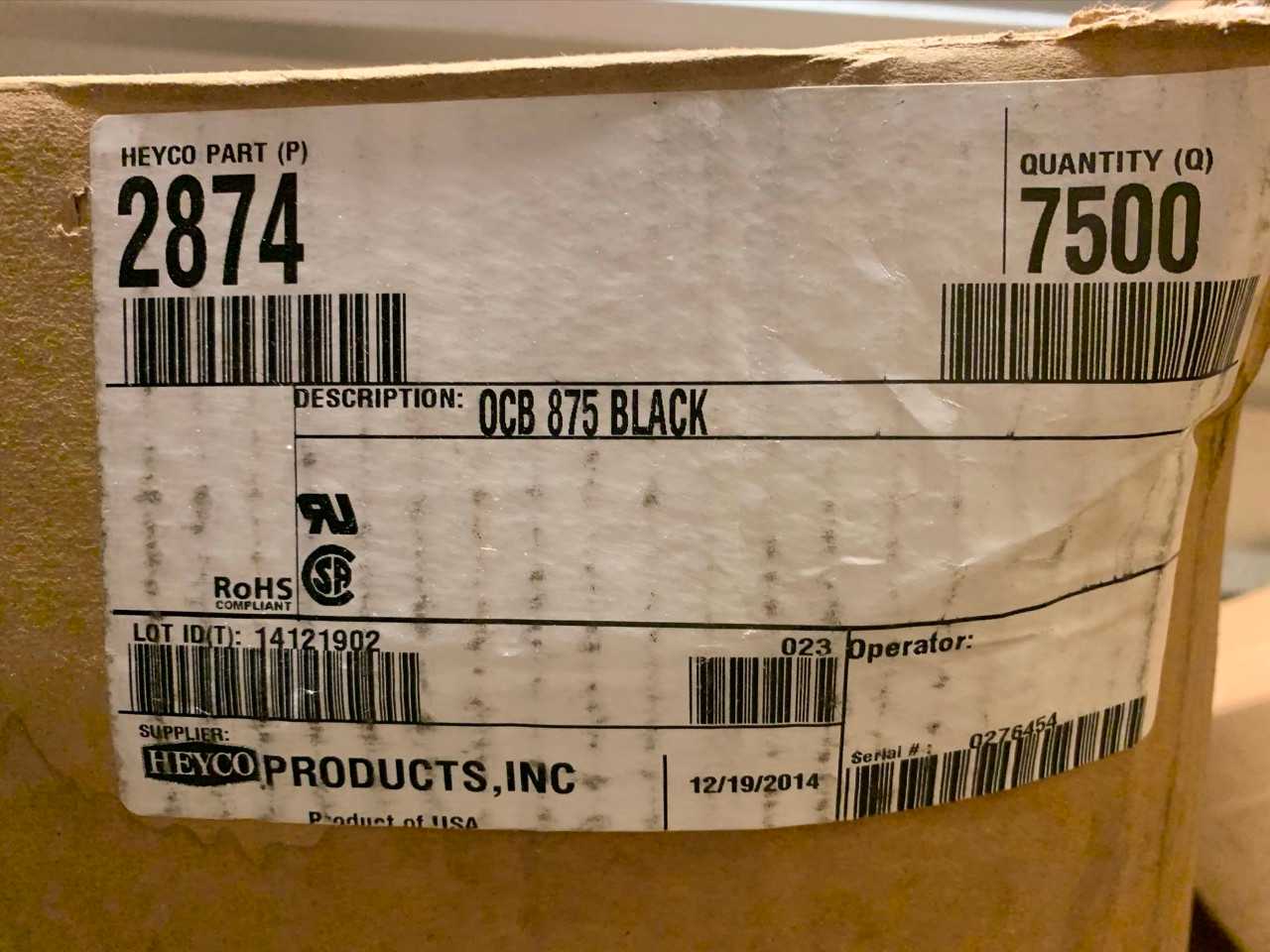 New - Lot of 7500 - Heyco 2874 OCB-875 Black Open/Closed Bushings - ELECTRICAL COMPONENTS
