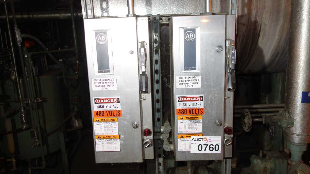 LOT OF 2 ALLEN BRADLEY 500F-COD930 SIZE 2 STAINLESS FUSIBLE COMBINATION STARTER DISCONNECT - AUTOMATION & CONTROLS