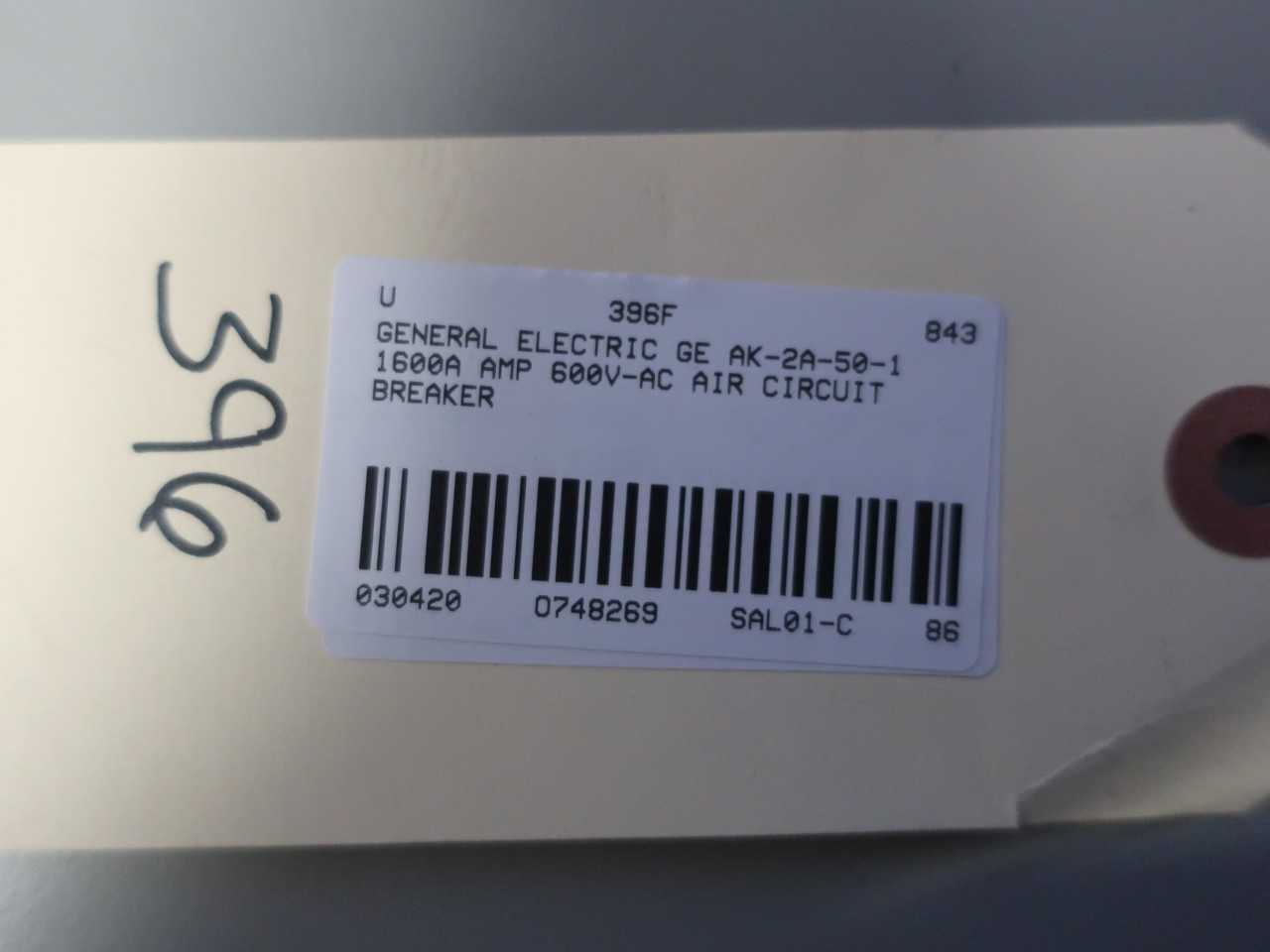 GENERAL ELECTRIC GE AK-2A-50-1 1600A AMP 600V-AC AIR CIRCUIT BREAKER - CIRCUIT BREAKERS