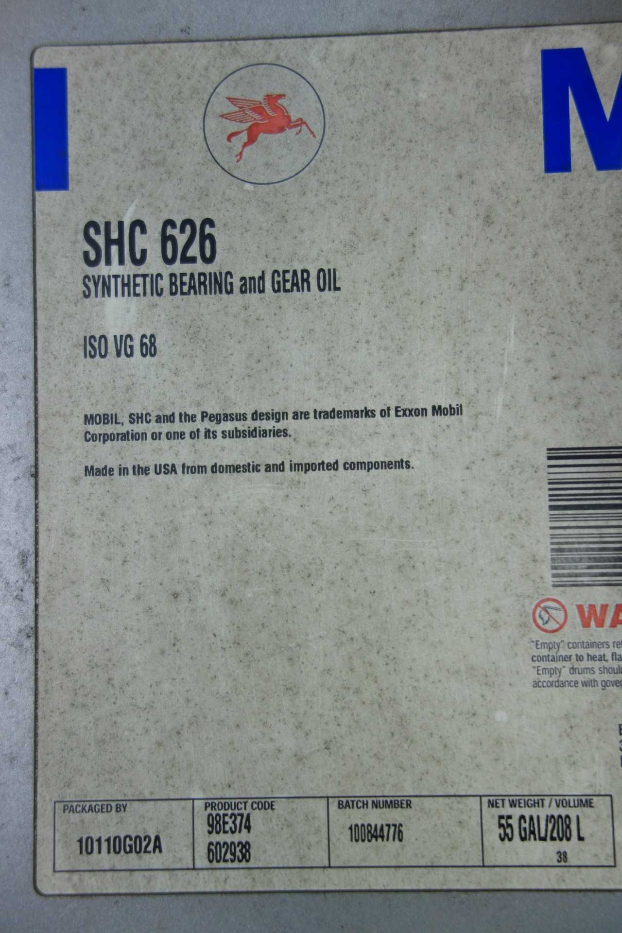 LOT OF 3 FULL 55 GALLON DRUMS OF MOBIL SHC 626 SYNTHETIC BEARING AND GEAR OIL - BEARINGS