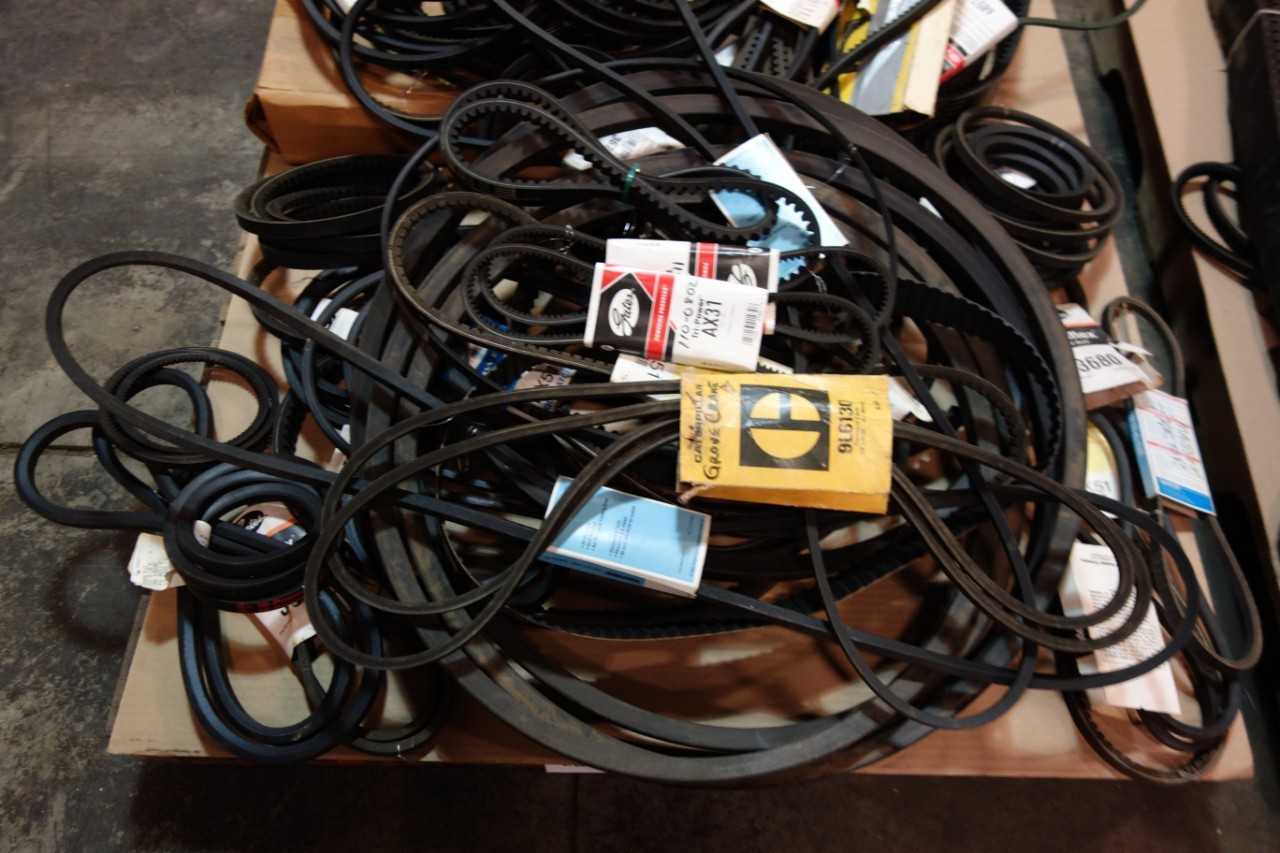 2 PALLETS OF V- BELTS AND TIMING BELTS- CATERPILLAR, BROWNING, GATES, JASON, OPTIBELT - BELTS