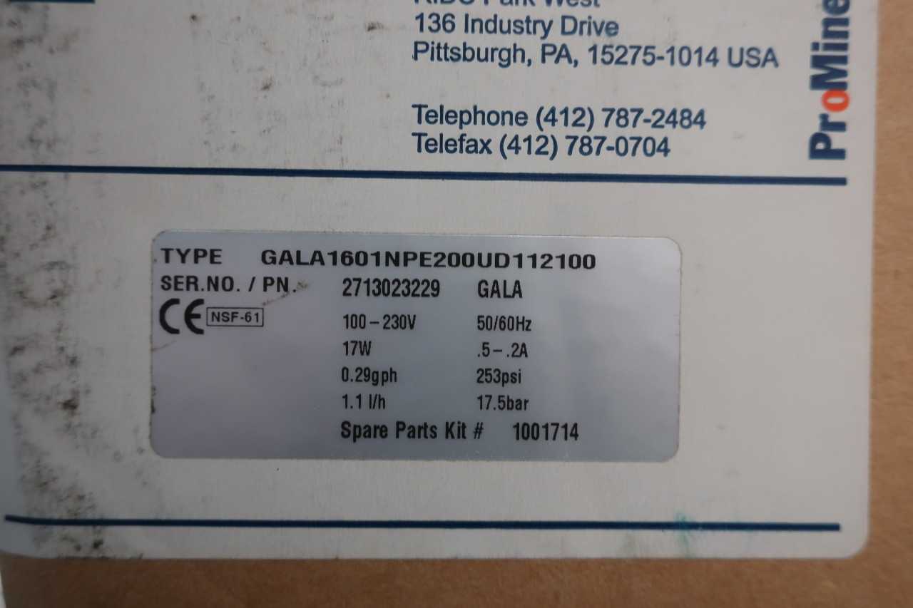 PROMINENT GALA1601NPE200UD112100 METERING PUMP - METERING PUMP
