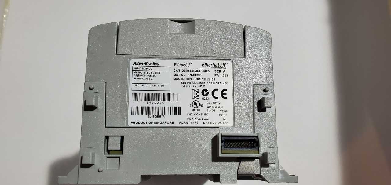 Allen Bradley Micro 850 2080-LC50-48QBB PLC - AUTOMATION & CONTROLS