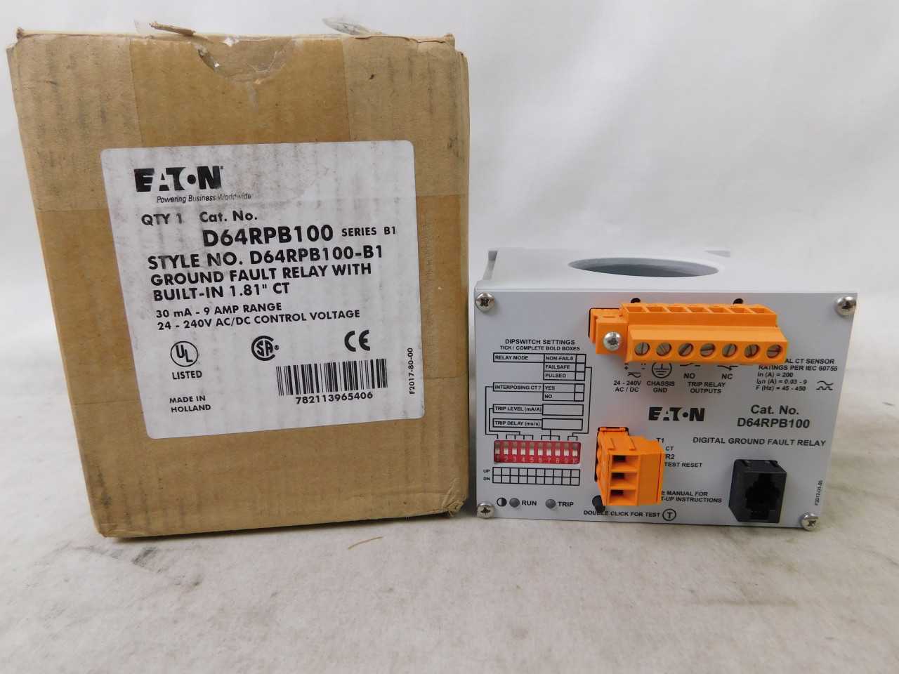 Eaton D64RPB100 Digital Ground Fault Relay - ELECTRICAL COMPONENTS