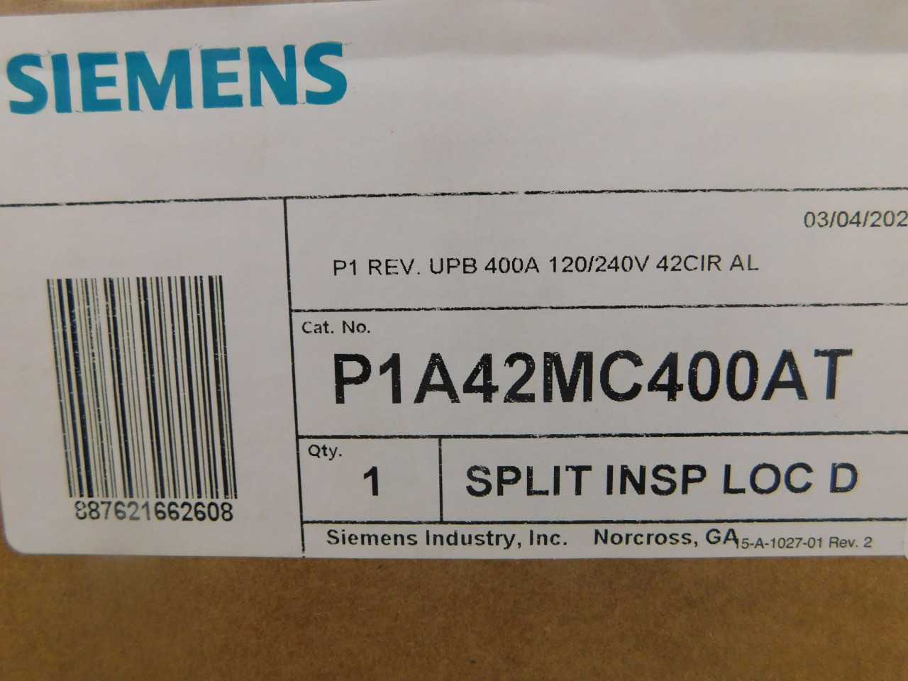 Lot of 1x P1A42MC400AT Electrical Panel - ELECTRICAL COMPONENTS