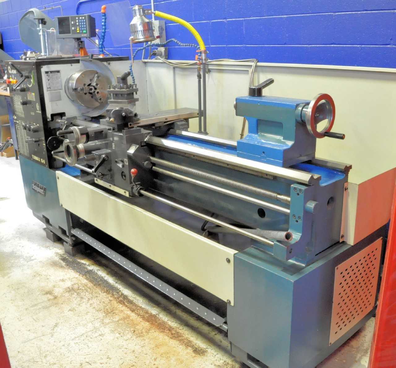 Bridgeport Romi Tormax 16-8, Geared Head Engine Lathe, S/n 002-081084-193 (11-7-1996), Acu-Rite 2-Axis Digital Positioning Readout, 10" 3-Jaw Chuck, 4-Post Tool Post, Tail Stock, Work Light - MACHINE TOOLING