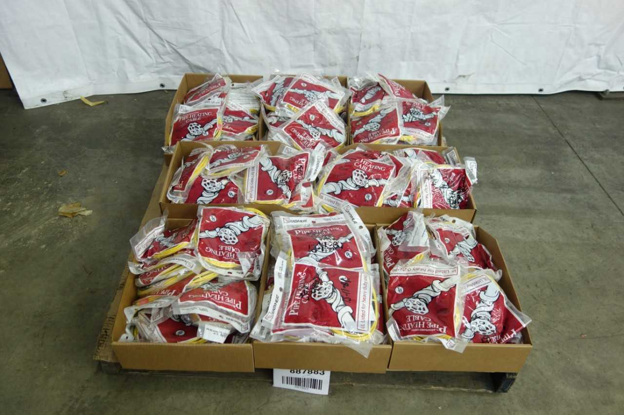 PALLET OF INDIVIDUAL BAGS OF EASY HEAT 18 FT PIPE HEATING CABLE - ELECTRICAL COMPONENTS
