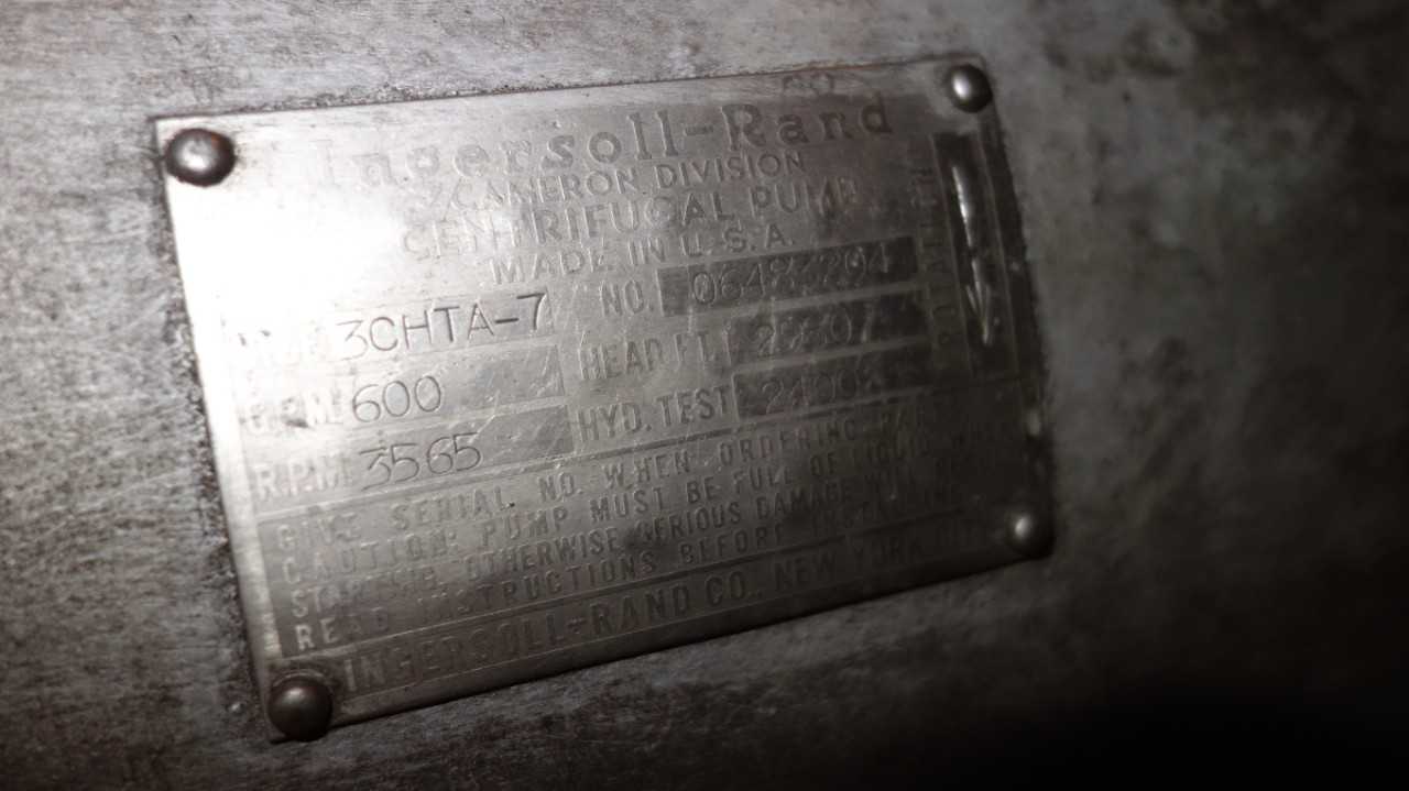 INGERSOLL RAND 3CHTA7 600GPM BOILER FEED CENTRIFUGAL PUMP - CENTRIFUGAL PUMP