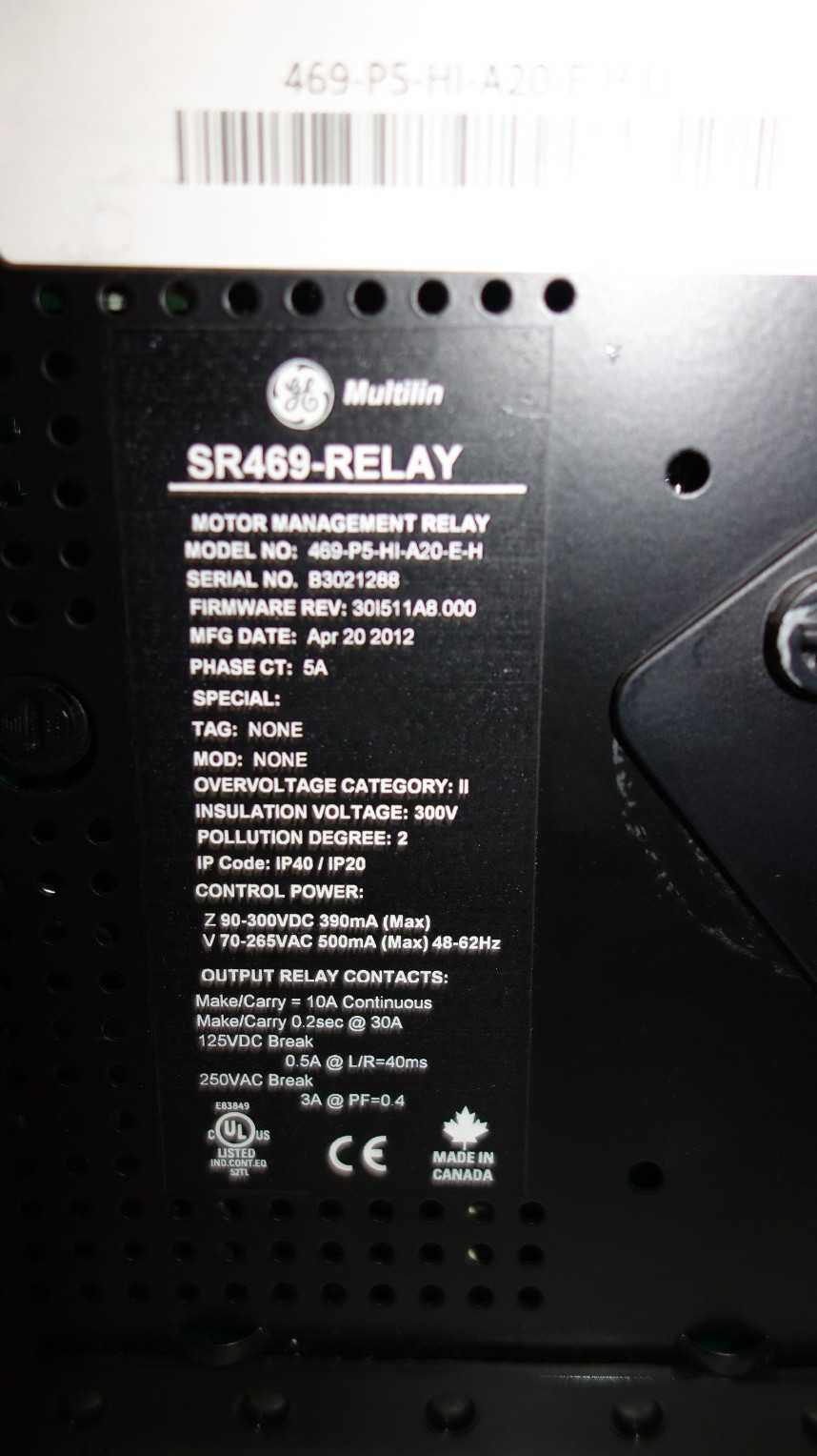 GENERAL ELECTRIC MULTILIN 469-P5-HI-A20-E-H RELAY - ELECTRICAL COMPONENTS