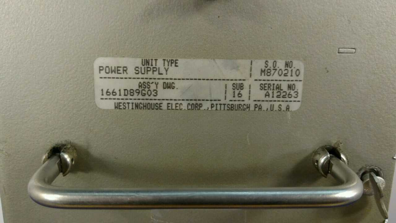 WESTINGHOUSE POWER SUPPLY ASSEMBLY 1661D89G03 - Used - Bench Tested - INDUSTRIAL PARTS