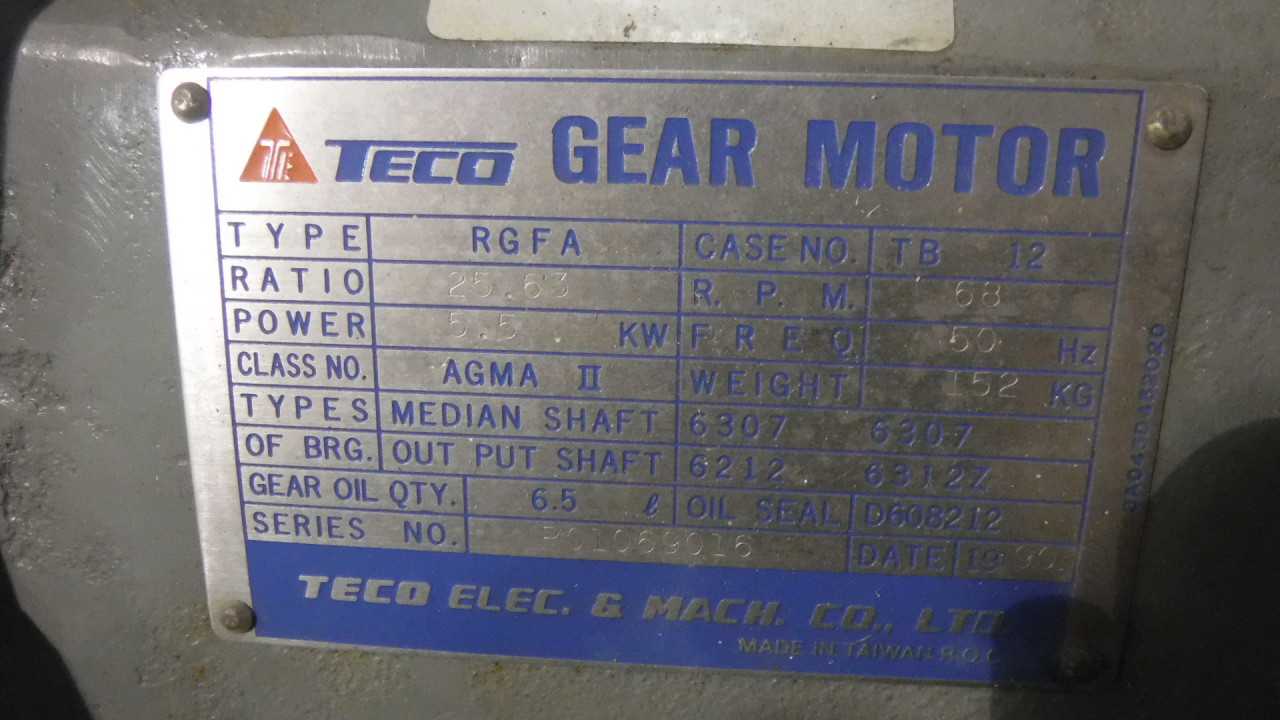 7 HP 1745 RPM 213T Frame Teco Gear Motor Model TB12 - ELECTRIC MOTORS