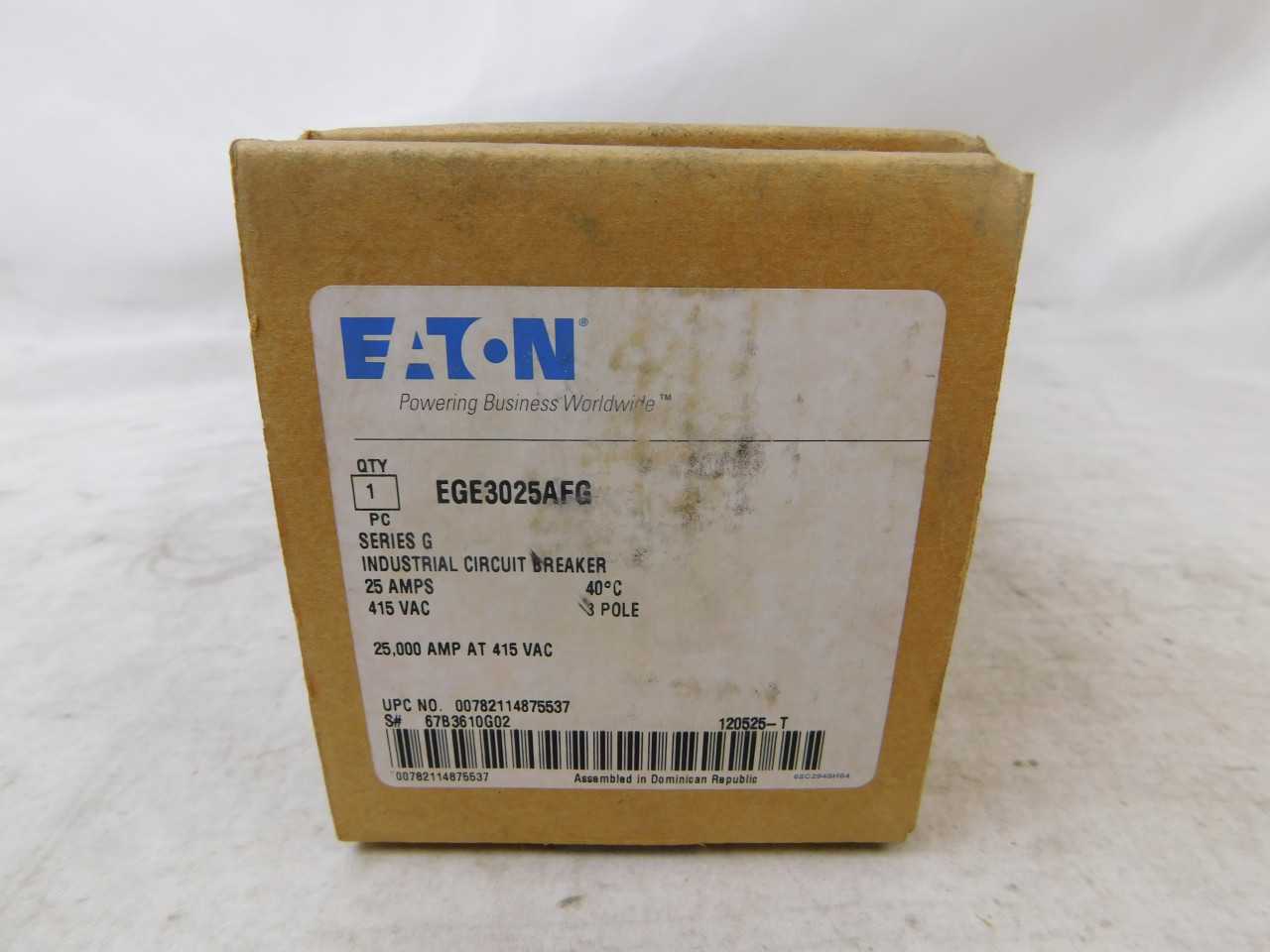 Quantity of 2 New Surplus Eaton EGE3025AFG MCCB EG 3P 25A 415/480V - ELECTRICAL COMPONENTS Quantity of 2 New Surplus Eaton EGE3025AFG MCCB EG 3P 25A 415/480V - ELECTRICAL COMPONENTS