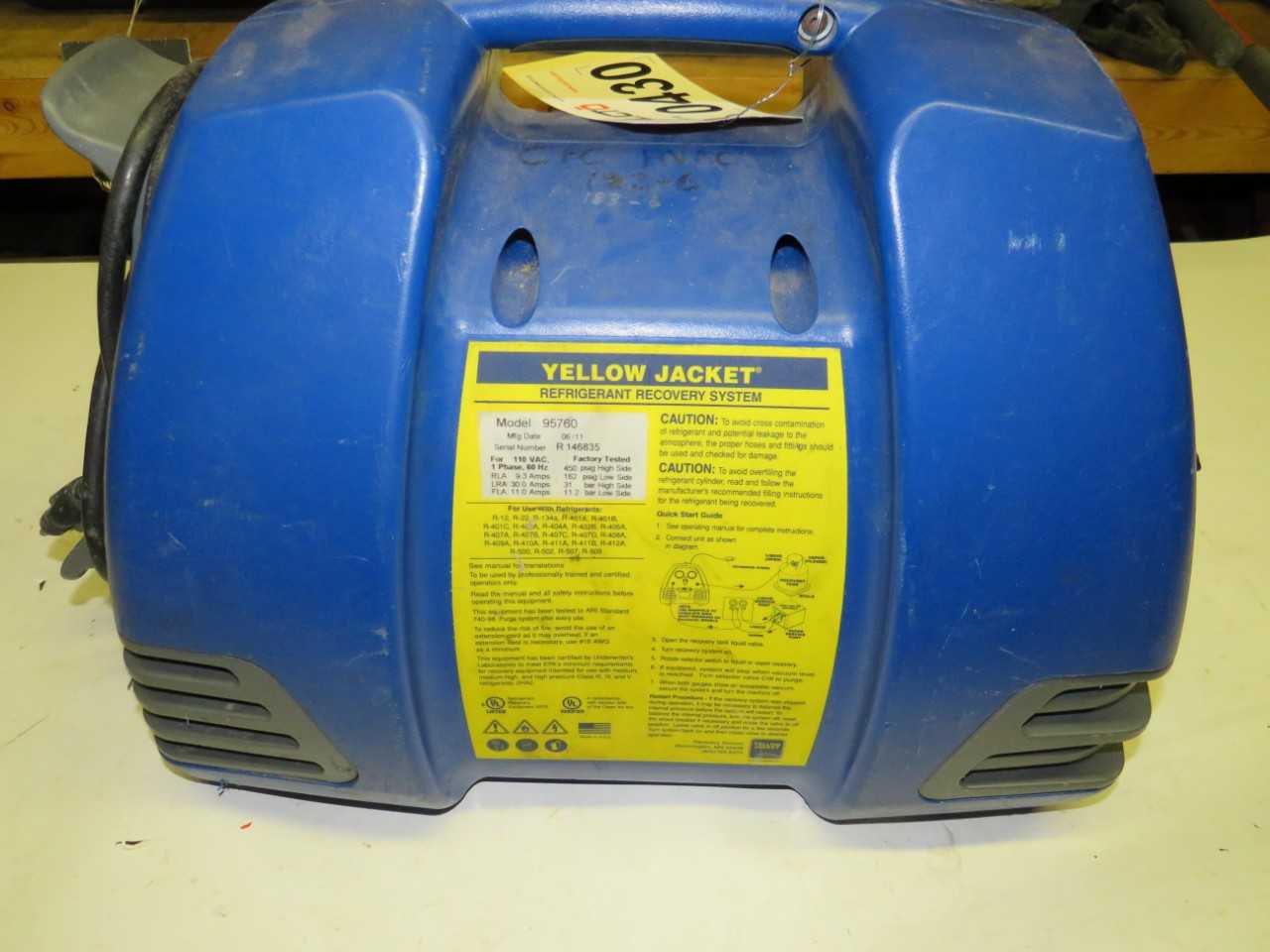YELLOW JACKET 95760 REFRIGERANT RECOVERY SYSTEM - MISCELLANEOUS