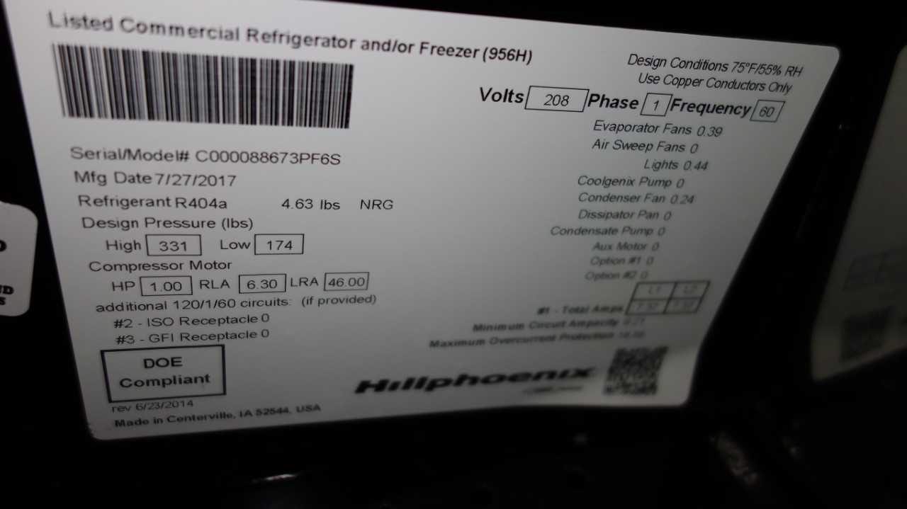 HILLPHOENIX C000088674PF6S 956H SELF-CONTAINED 4 DECK COMMERCIAL REFRIGERATOR FREEZER 208V-AC