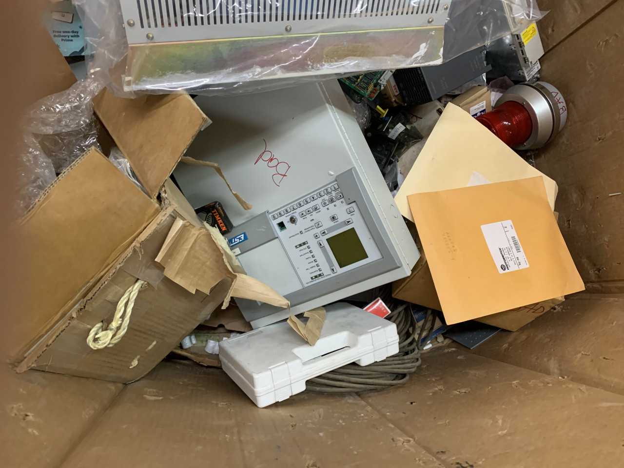 CRATE OF RETURNS AND NON-WORKING ELECTRICAL PARTS ALLEN-BRADLEY ETC. - ELECTRICAL COMPONENTS