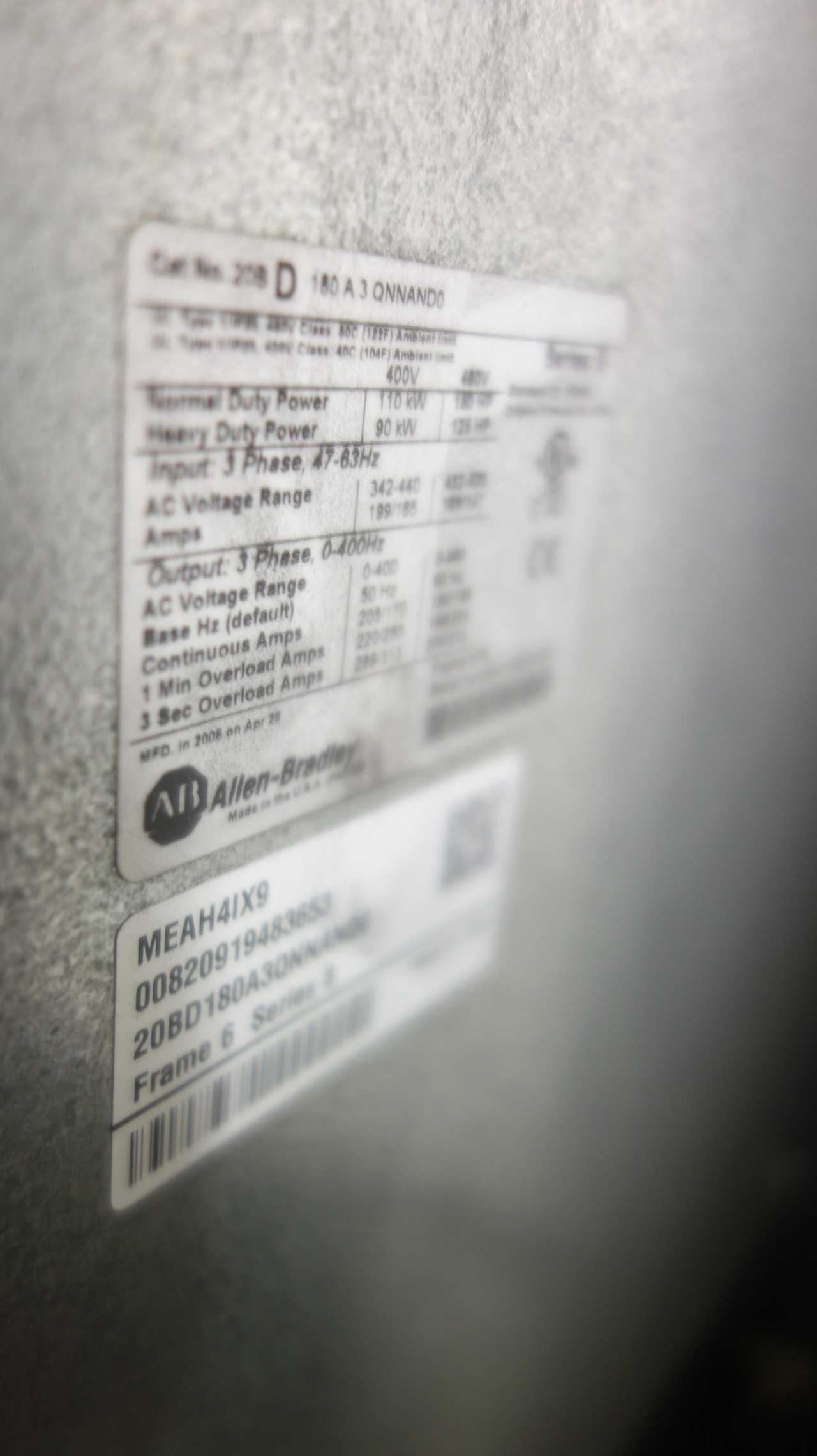 ALLEN BRADLEY POWERFLEX 700 150HP VFD DRIVE - MOTOR DRIVES