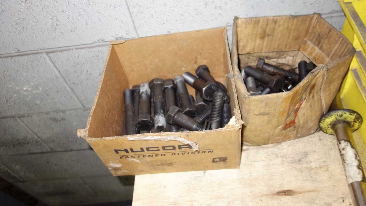 ASSORTED SHELVES OF NUTS AND BOLTS (HEX HEAD CAP SCREWS) - ELECTRIC POWER TOOLS