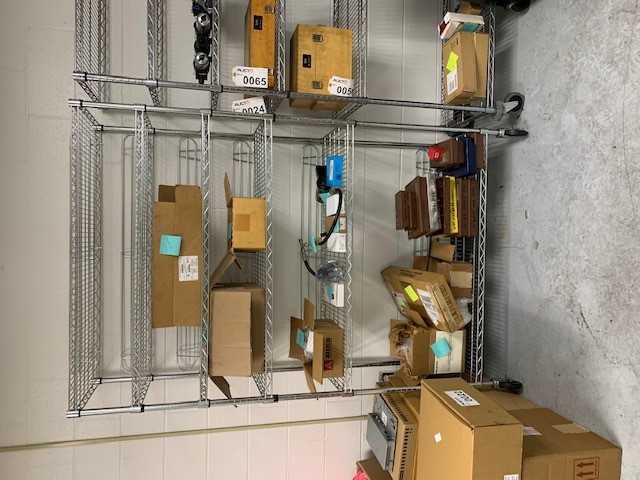 3x rolling steel wire shelving - contents excluded - SHELVING