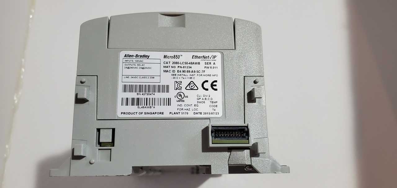 Allen Bradley Micro 850  2080-LC50-48QWB PLC - AUTOMATION & CONTROLS