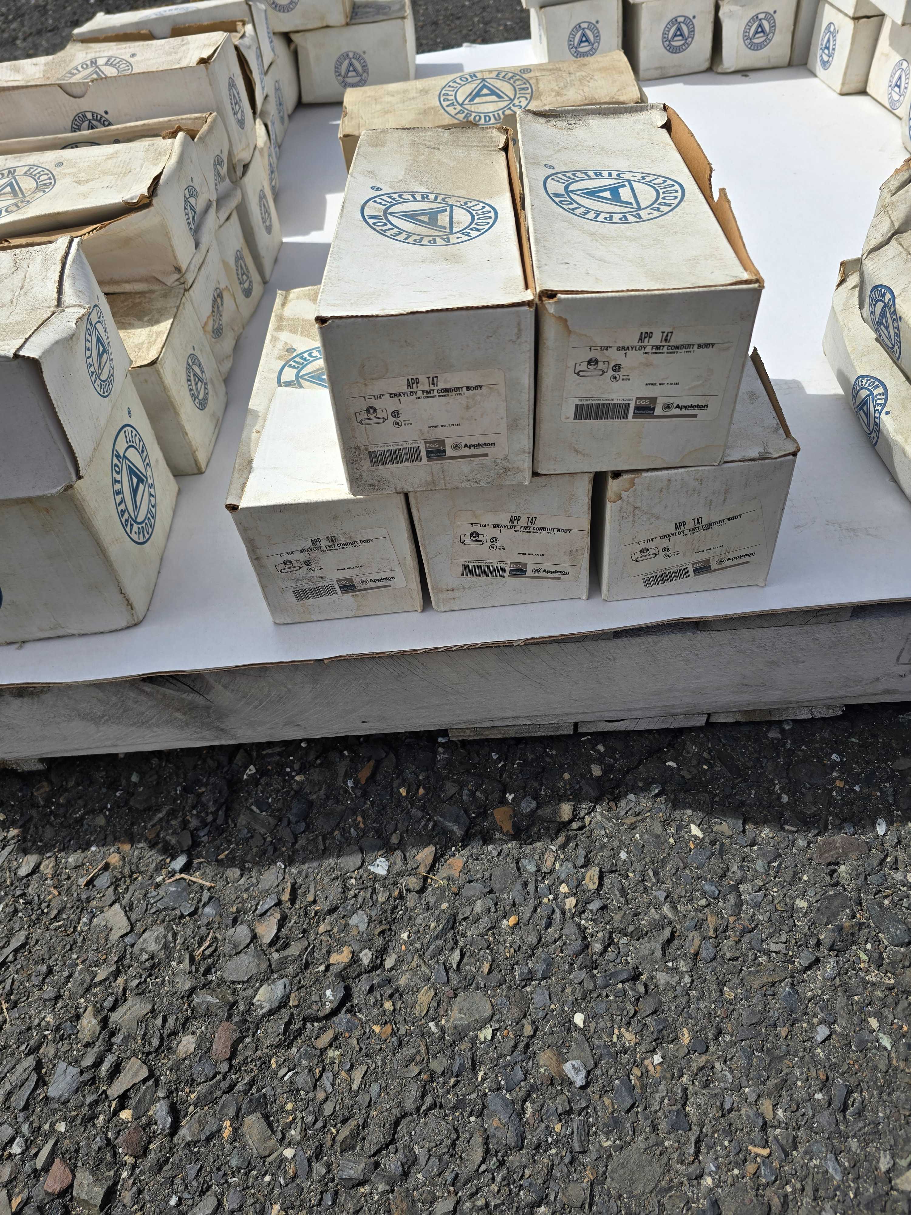 SKID OF APPLETON CONDUIT BODIES - APPROX 43 BOXES - CONDUIT