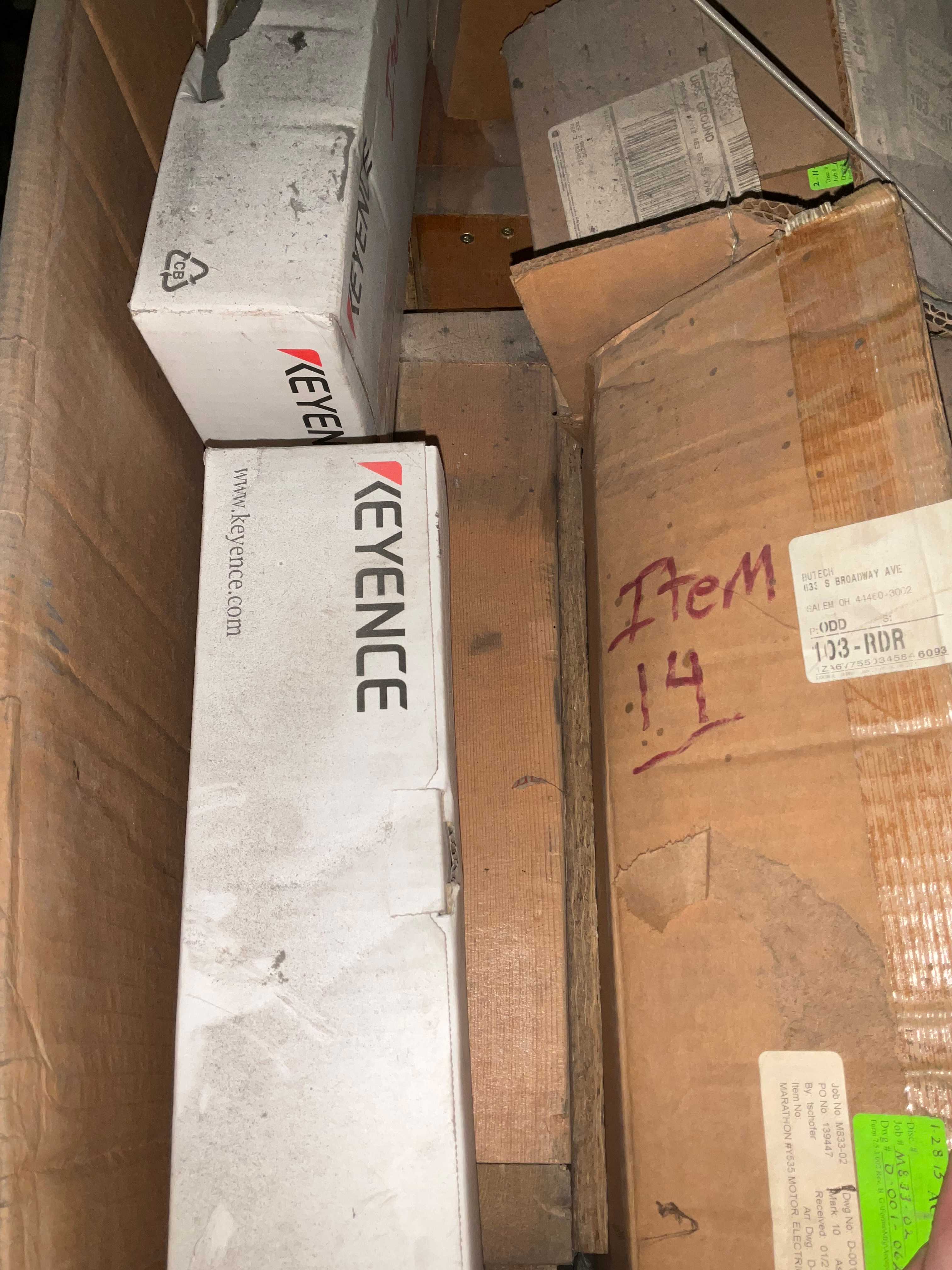 PALLET OF CONTROL SPARES, KEYENCE, ALLEN BRADLEY, MOTORS - INDUSTRIAL PARTS