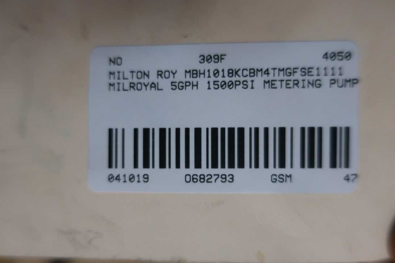 MILTON ROY MBH1018KCBM4TMGFSE1111 MILROYAL 5GPH 1500PSI METERING PUMP - METERING PUMP