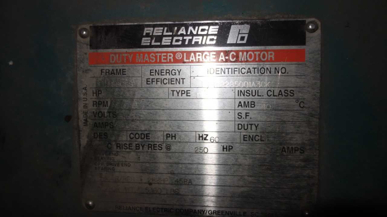 RELIANCE 20FC-5808S 250HP 460V-AC DUTY MASTER AC MOTOR - ELECTRIC MOTORS