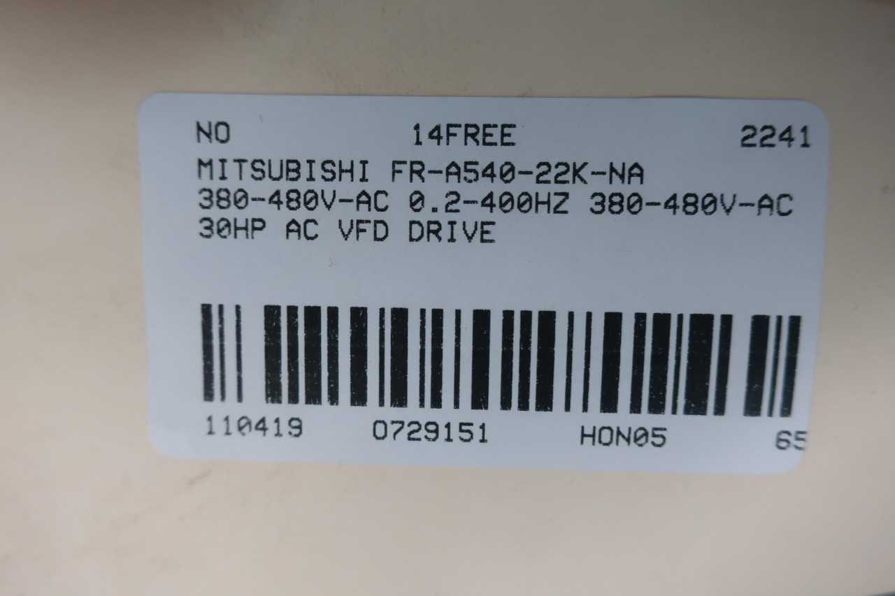 MITSUBISHI FR-A540-22K-NA 380-480V-AC 0.2-400HZ 380-480V-AC 30HP AC VFD DRIVE - MOTOR DRIVES