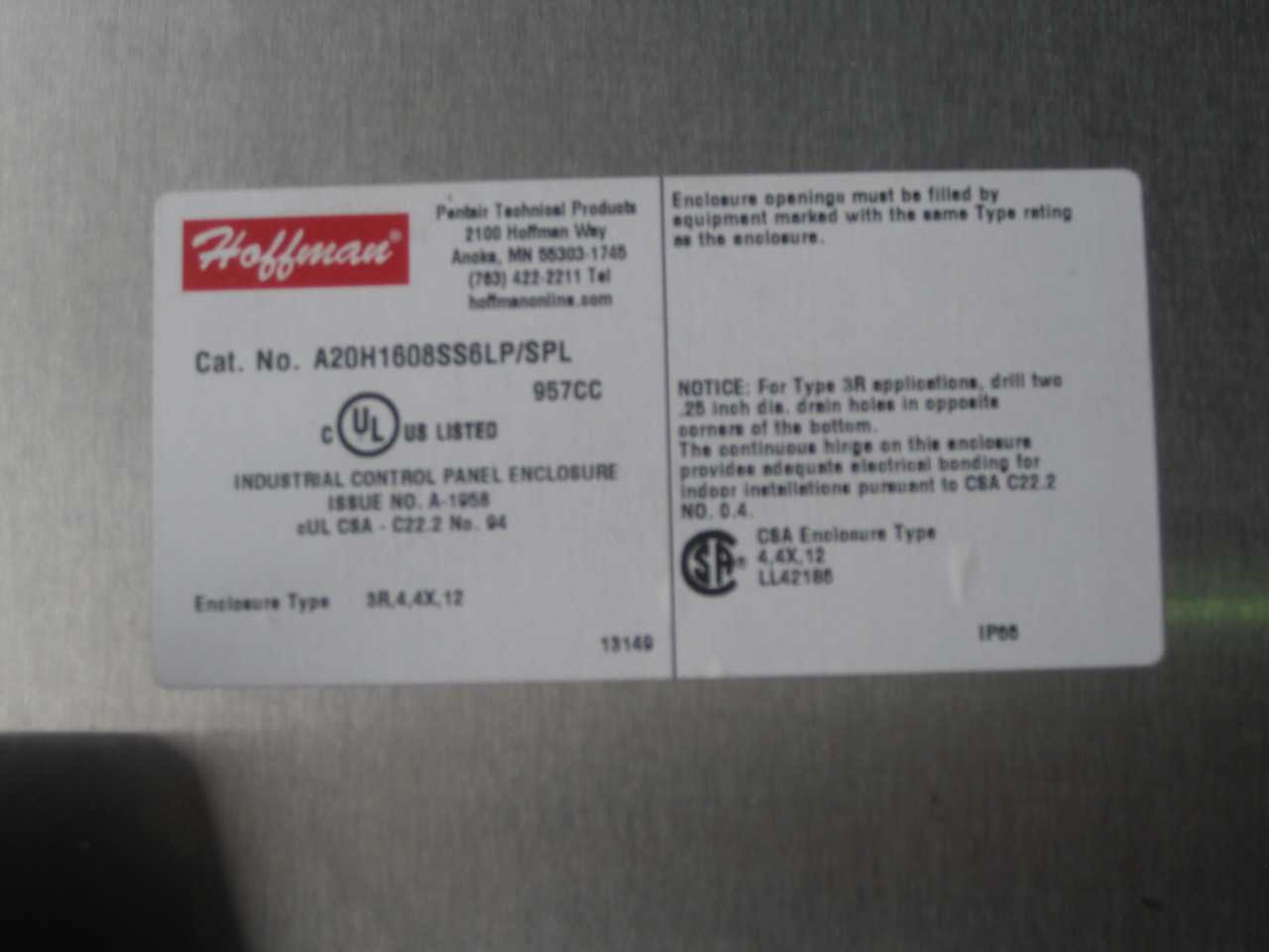 HOFFMAN STAINLESS STEEL ENCLOSURES ( QTY. 7 ) - ELECTRICAL COMPONENTS