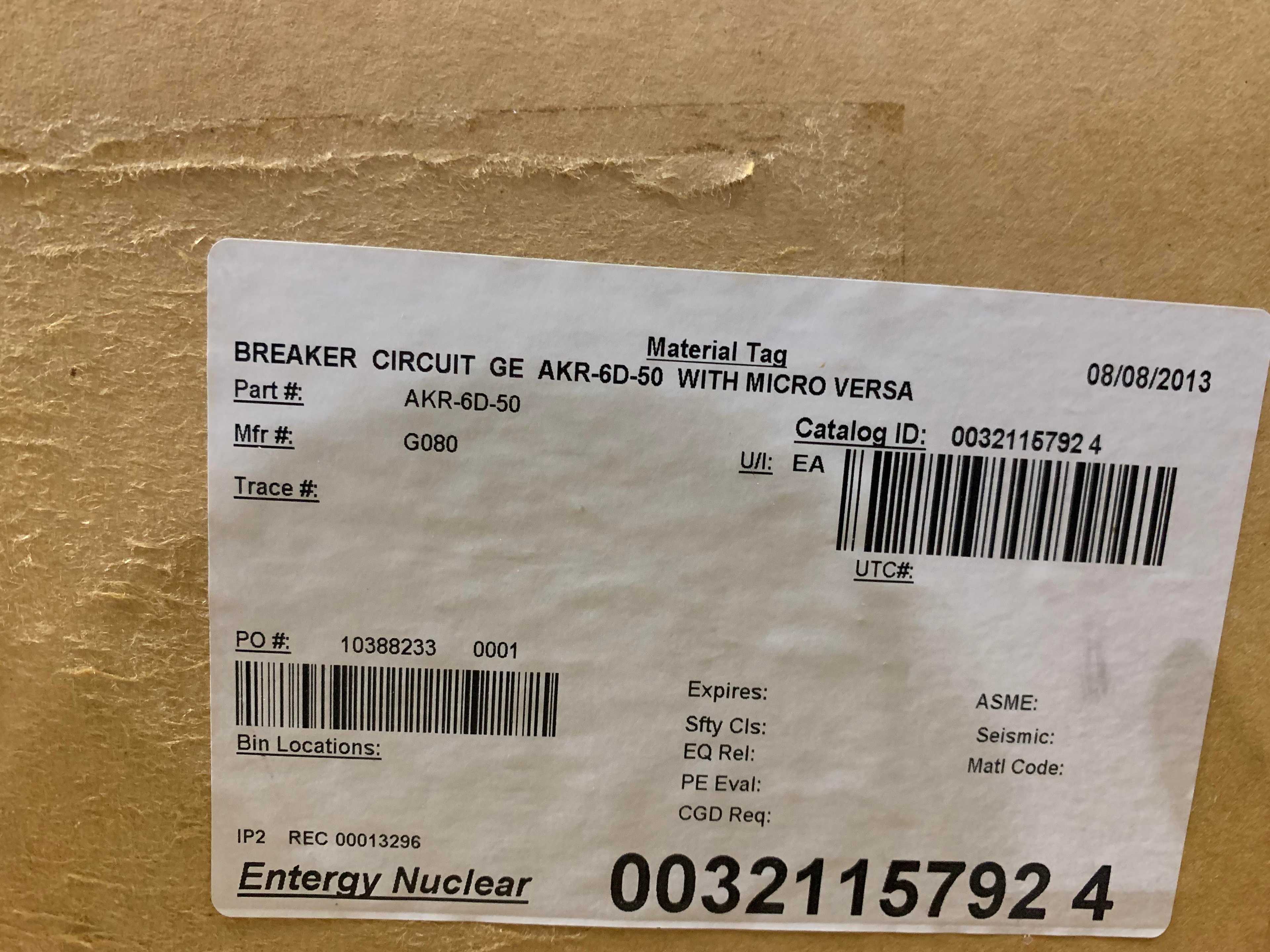 2013 GE AKR-6D-50 Circuit Breaker with Micro Versa - CIRCUIT BREAKERS