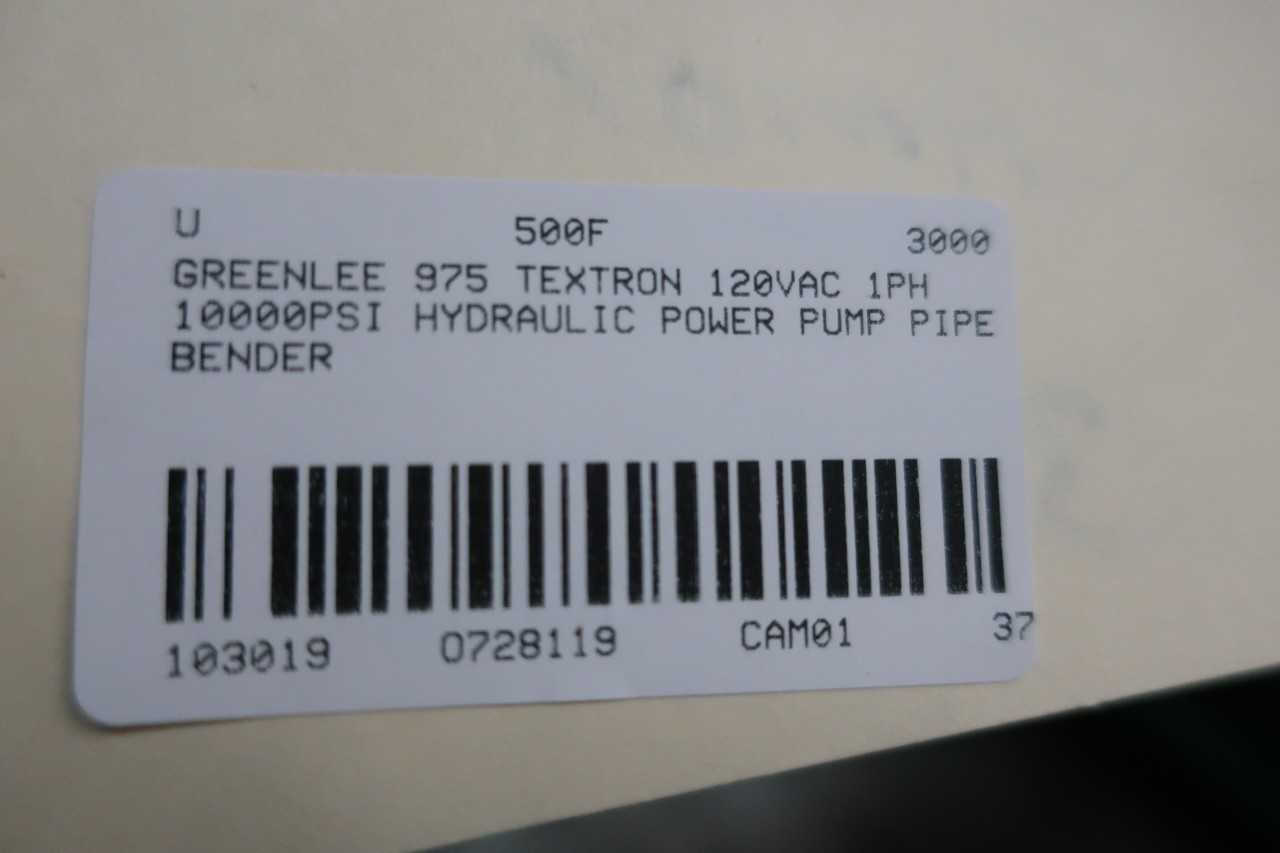 GREENLEE 975 TEXTRON 120VAC 1PH 10000PSI HYDRAULIC POWER PUMP PIPE BENDER - ELECTRIC POWER TOOLS