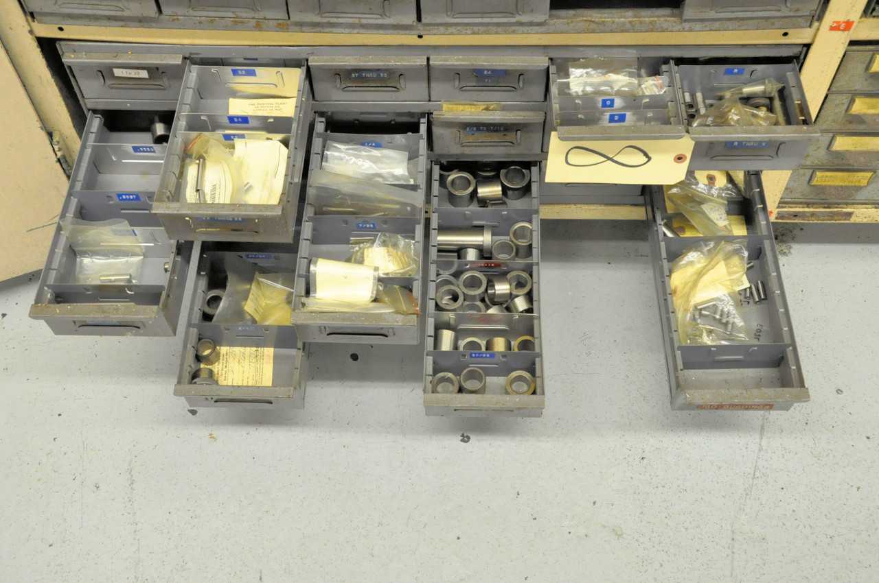 18-Drawer Bin Cabinet with Bushings Contents - TOOL STORAGE
