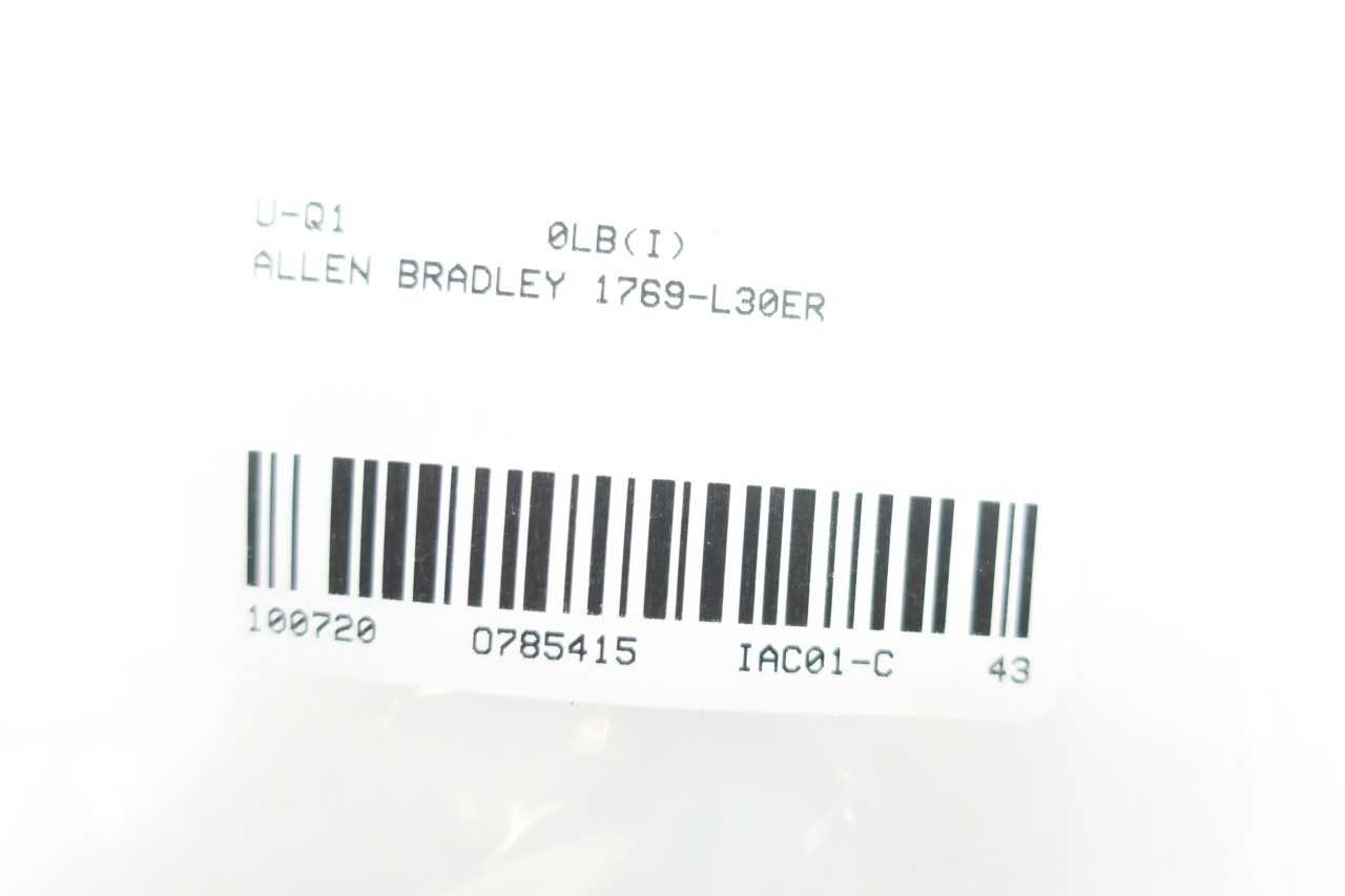 ALLEN BRADLEY 1769L30ER COMPACTLOGIX 1MB ENET CONTROLLER MODULE SER A - AUTOMATION & CONTROLS