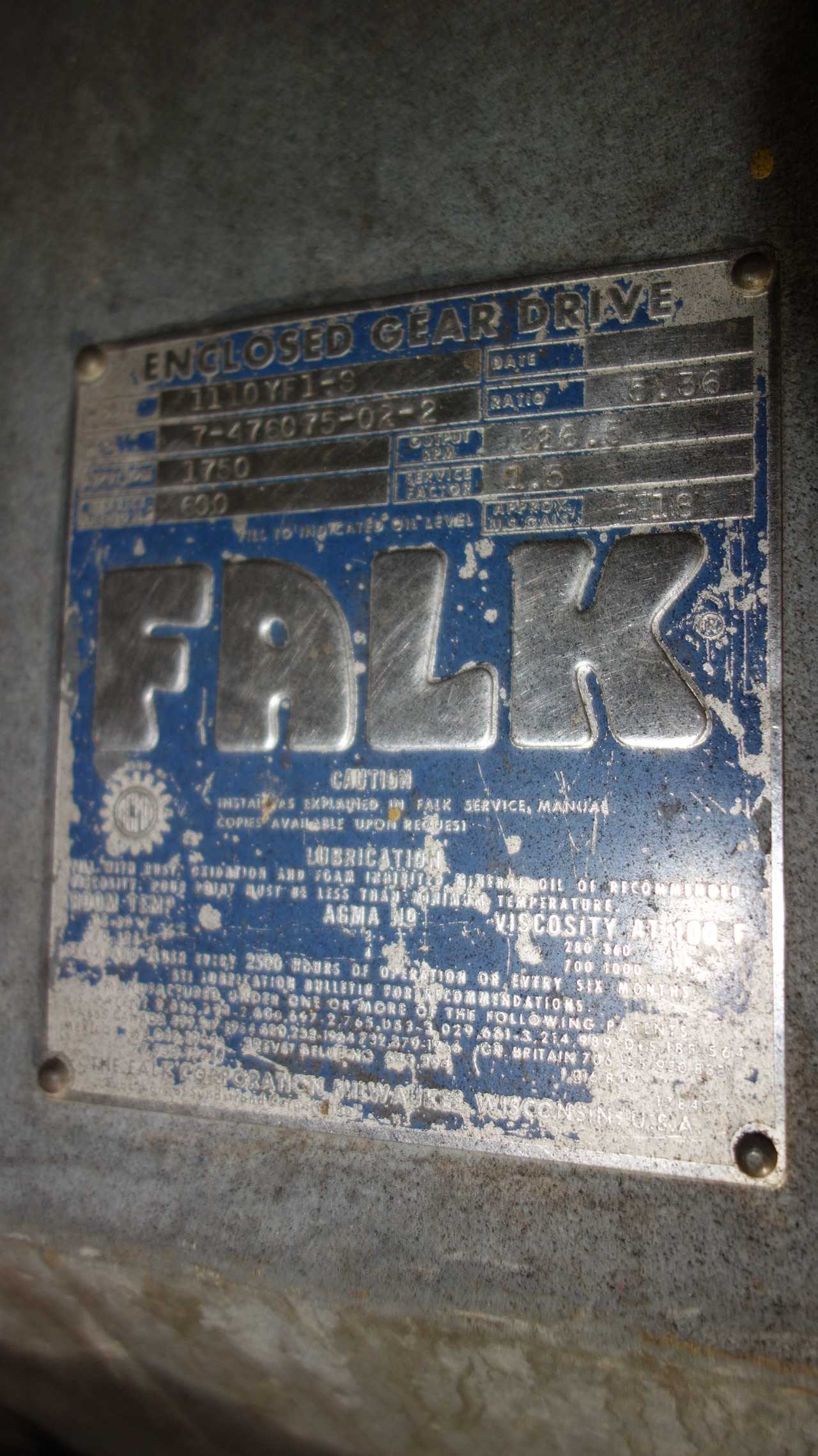 FALK 1110YF1-S GEAR DRIVE 5.36:1 600HP - MISCELLANEOUS