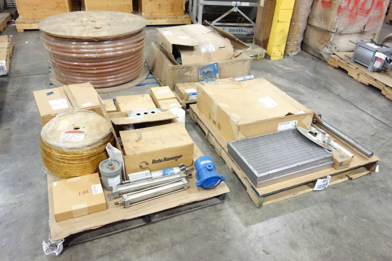 4 PALLETS OF ASSORTED MISCELLANEOUS INDUSTRIAL SURPLUS - ELECTRICAL COMPONENTS