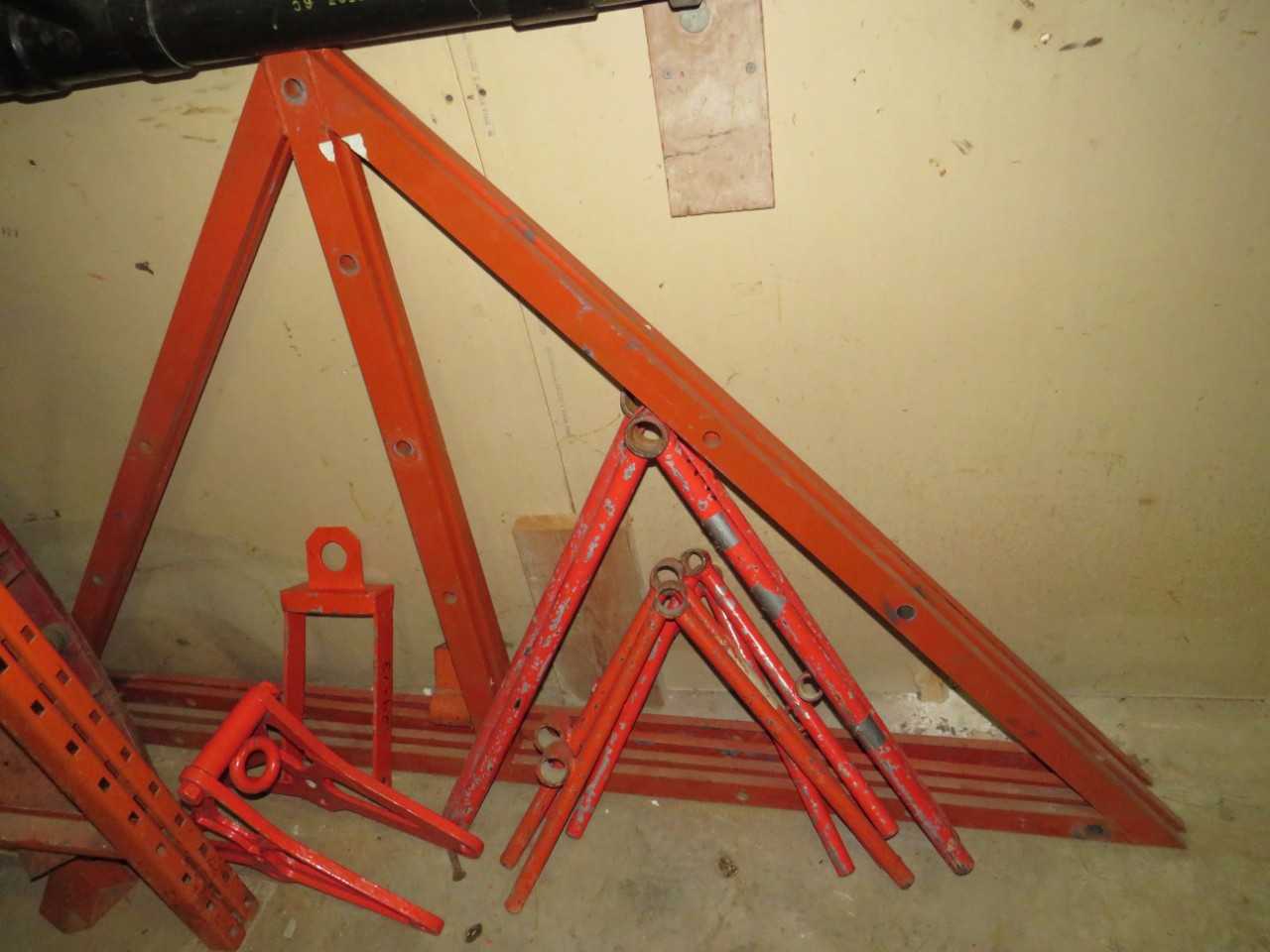 LOT OF ASSORTED FRAMES, BRACKETS & ACCESSORIES FOR CABLE ROLLER SHEAVES - TRAILER MOUNTED EQUIPMENT