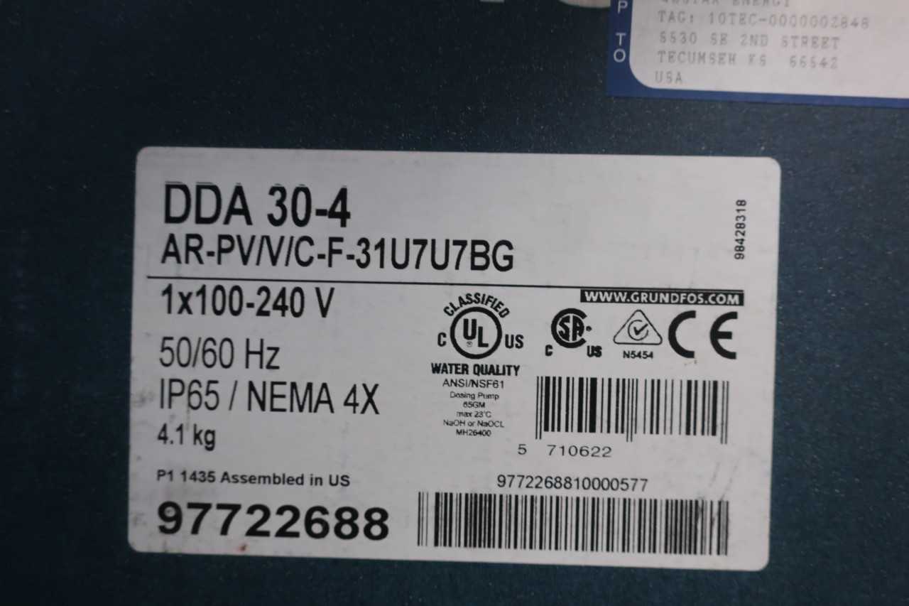 GRUNDFOS DDA 30-4 AR-PV/V/C-F-31U7U7BG DOSING PUMP - METERING PUMP