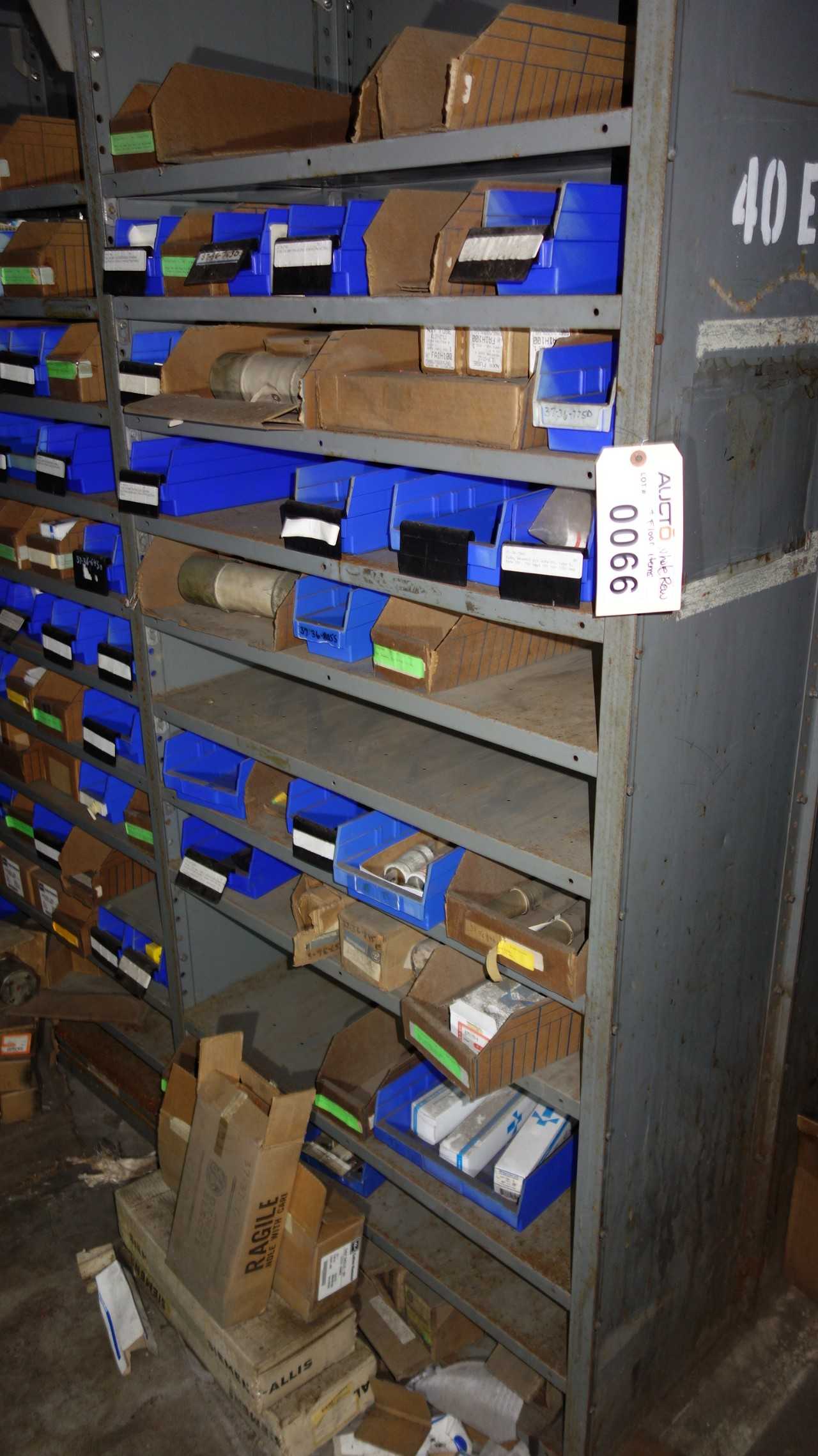 CONTENTS OF 7 SECTIONS OF SHELVING & FLOOR, FUSES - SHELVING