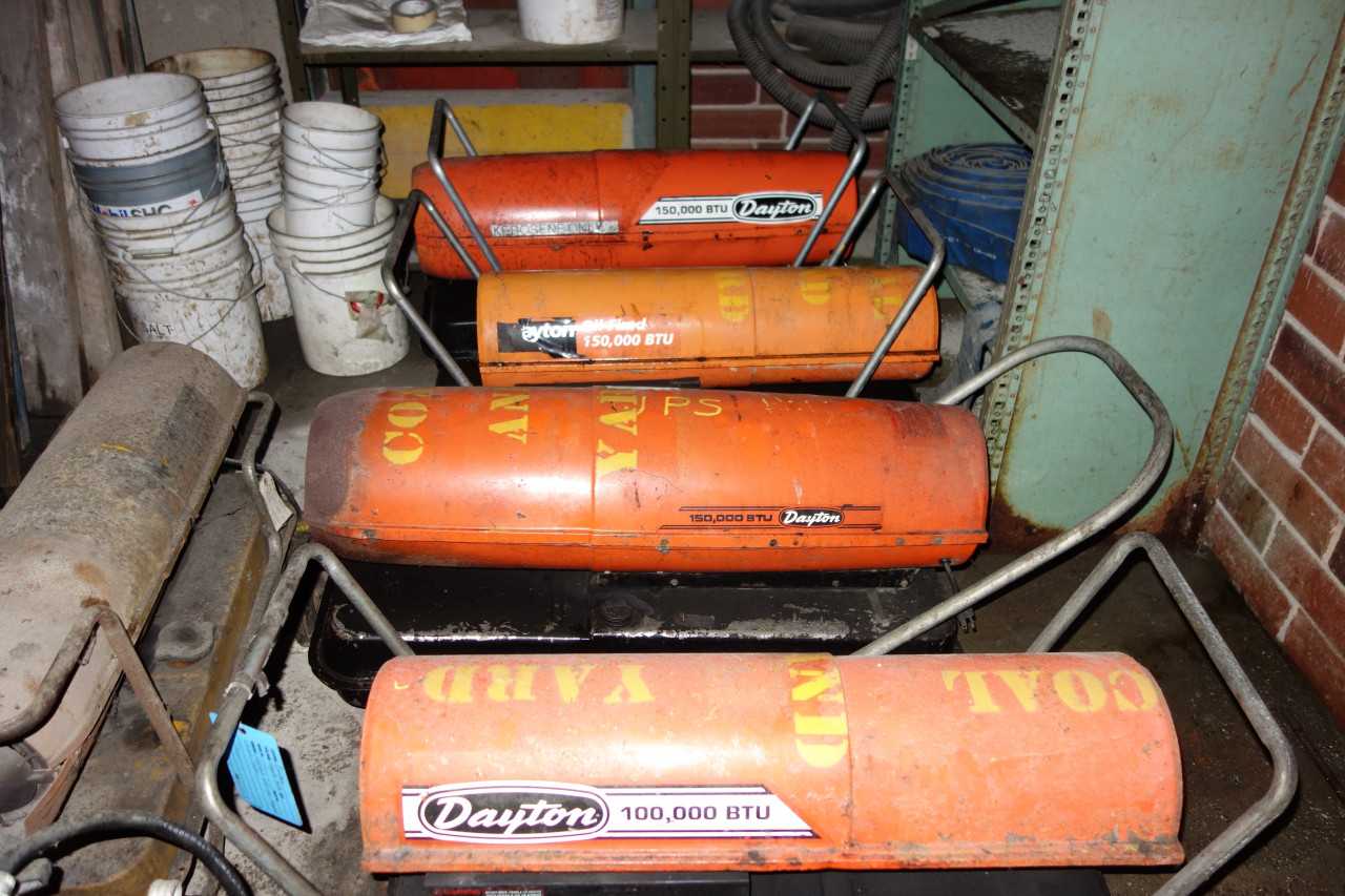 LOT OF 6 ASSORTED SPACE HEATERS DAYTON FOSTORIA 100,000 150,000 BTU - HVAC EQUIPMENT