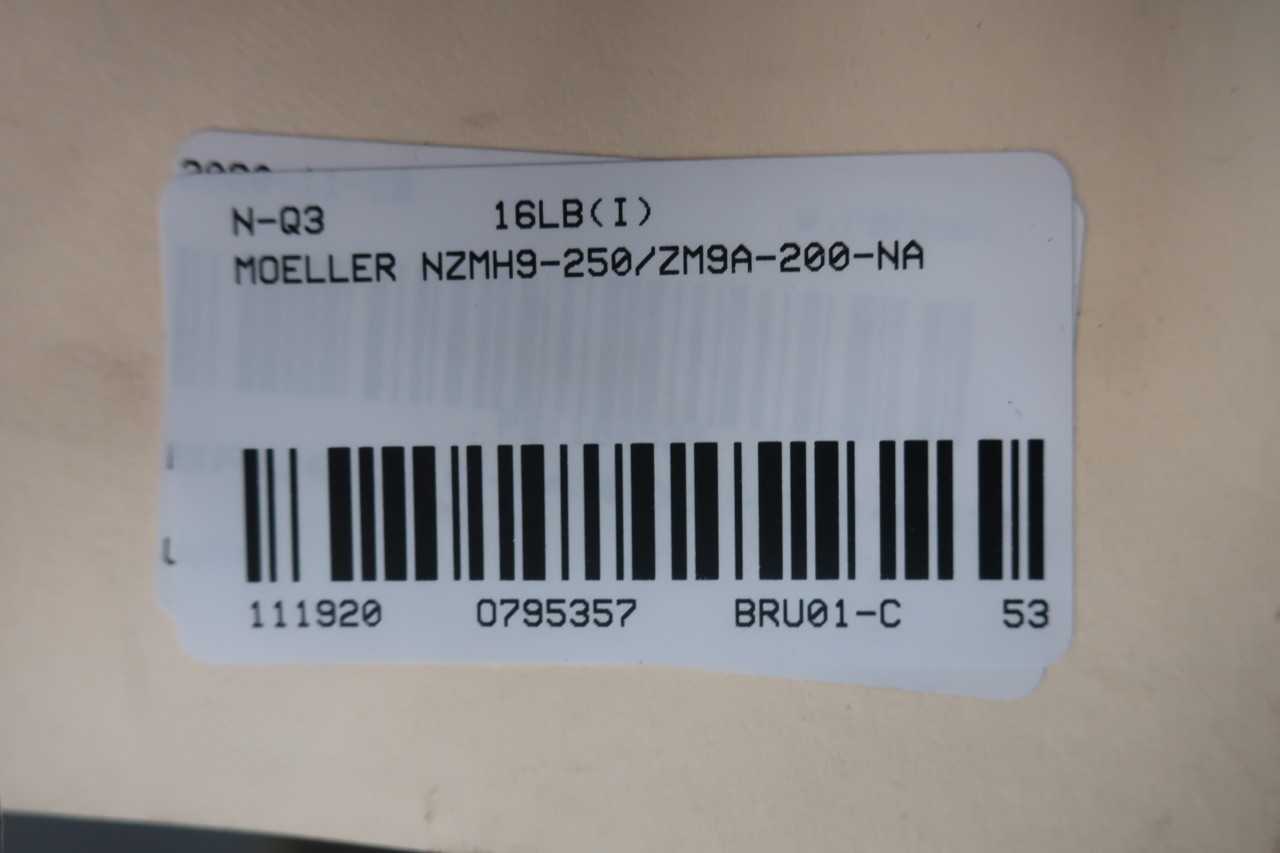 MOELLER NZMH9250ZM9A200NA W 200A TRIP UNIT 3P 250A AMP 600VAC MOLDED CASE CIRCUIT BREAKER - CIRCUIT BREAKERS