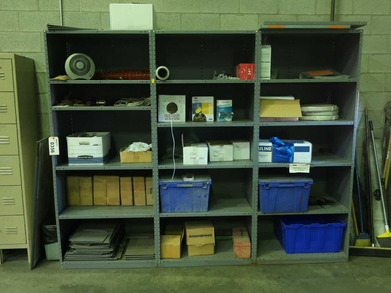 Lot of 3 sections shelving 84x36x24, contents excluded - SHELVING